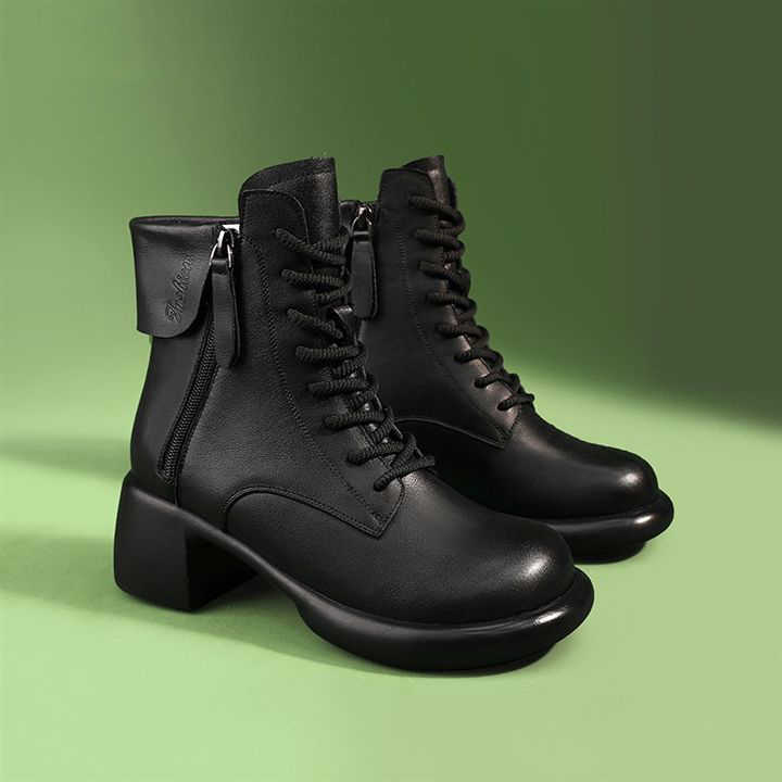 Low Heel Vintage Leather Orthopedic Boots