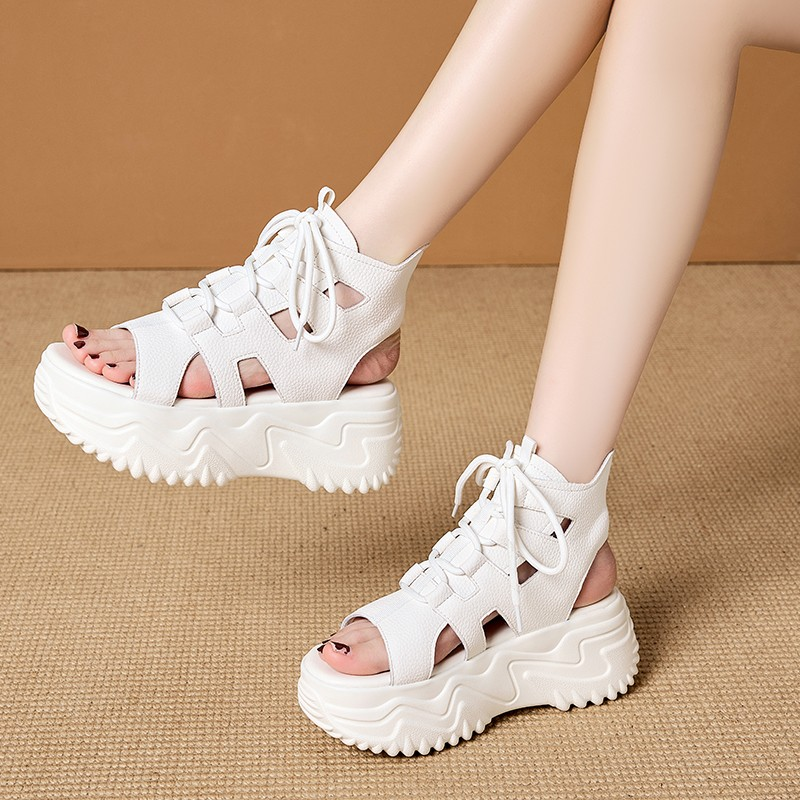 Breathable Leather Platform Sandals