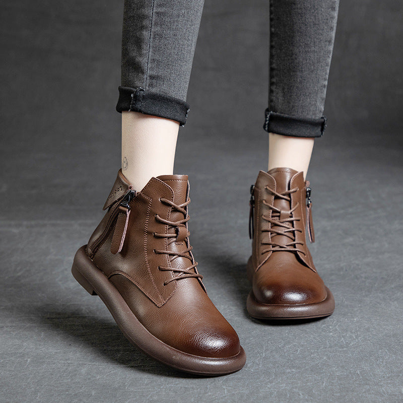 Comfort Leather Soft Sole Zipper Boots