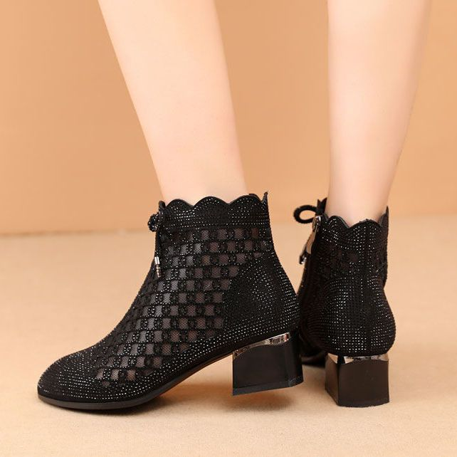 Summer New Hollow Thick Heel Women's Shoes