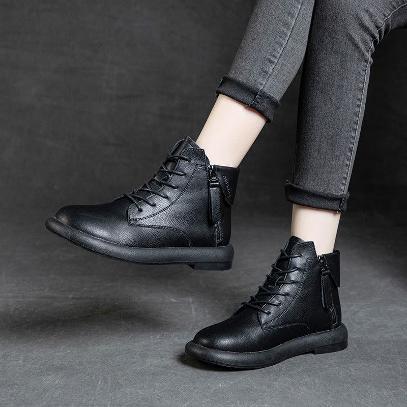 Comfort Leather Soft Sole Zipper Boots