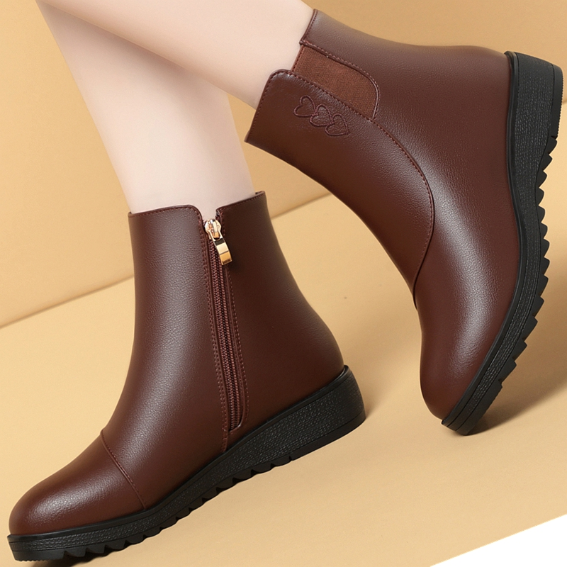 Pure leather cashmere waterproof casual shoes