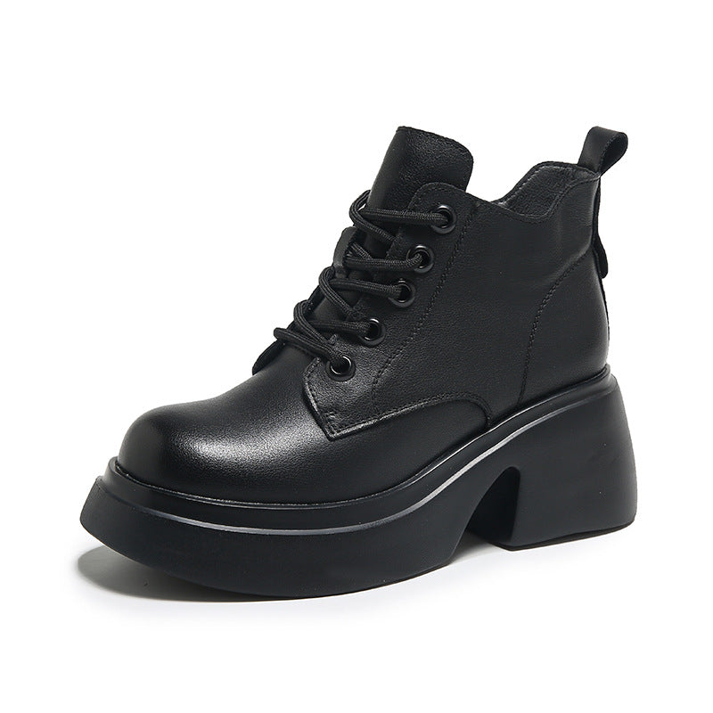 Leather Chunky Heel Orthopedic Boots
