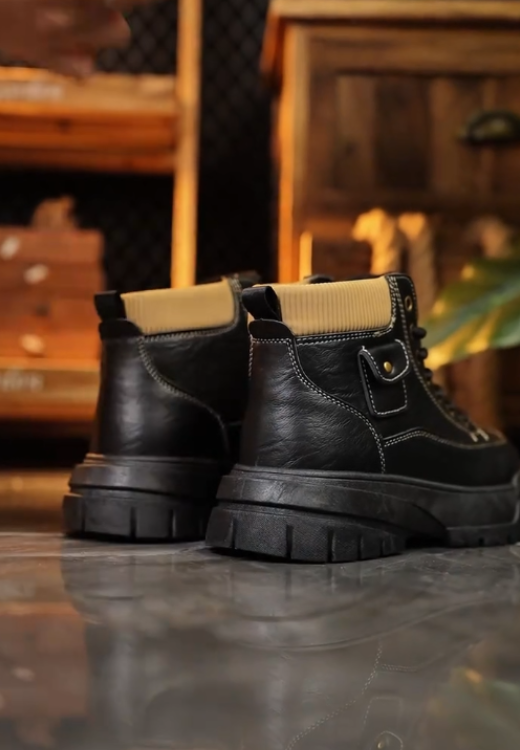 Men's soft leather high-quality leather heightening boots