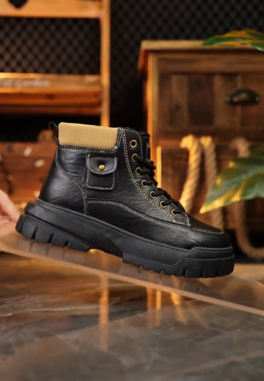 Men's soft leather high-quality leather heightening boots