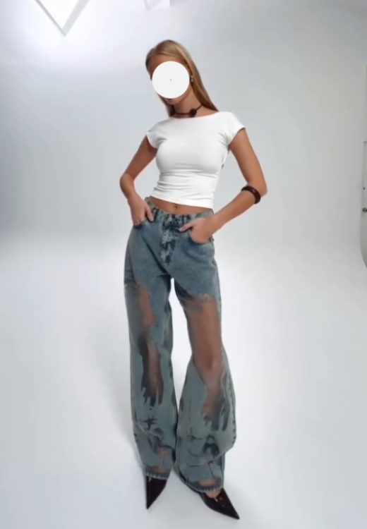 Summer fashion openwork mesh jeans