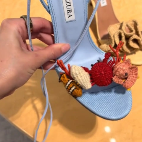 Crocheted decorative sandals