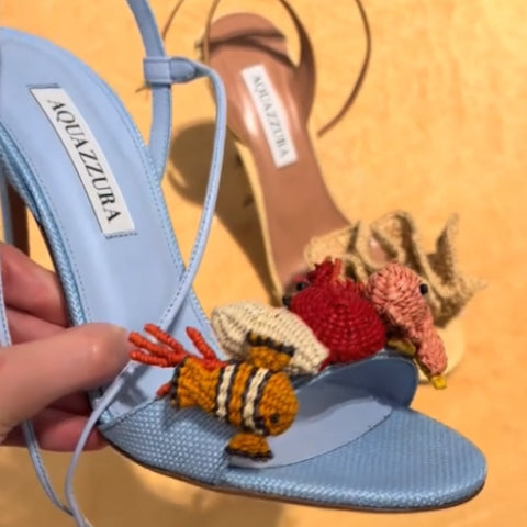 Crocheted decorative sandals