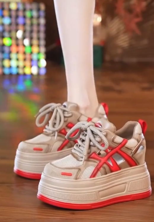 Women's color stitching heightening casual shoes