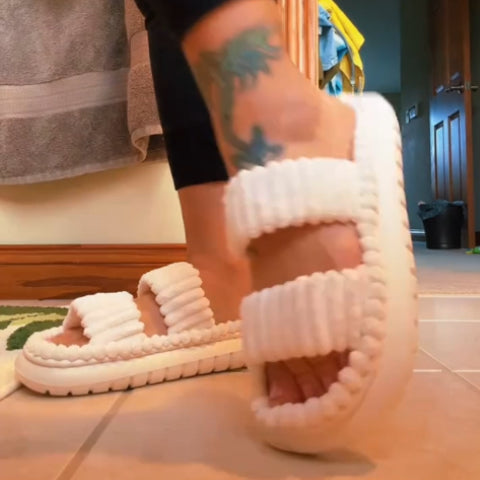 Soft cotton furry home slippers