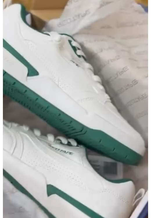 Men's white and green stitching casual sports shoes