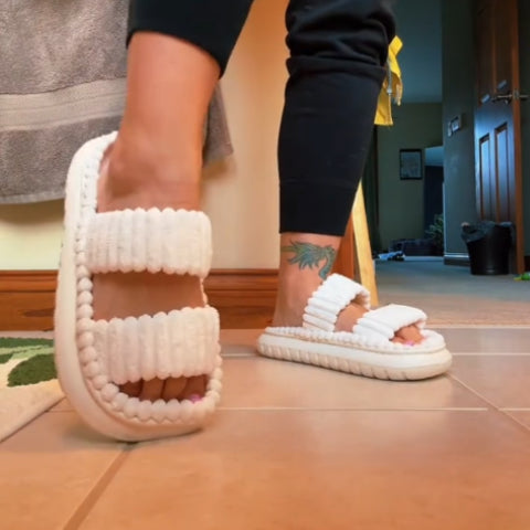Soft cotton furry home slippers