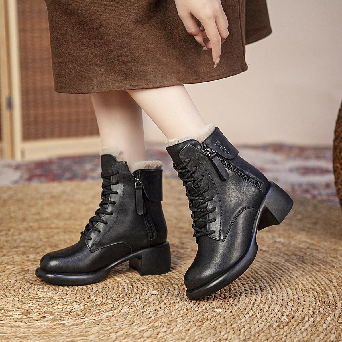Low Heel Vintage Leather Orthopedic Boots
