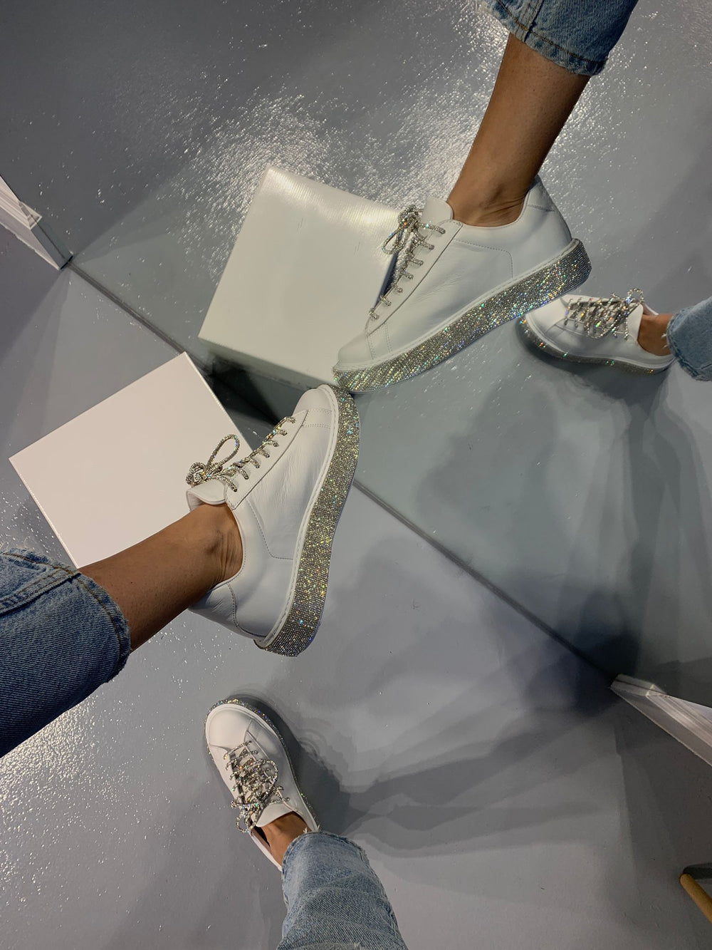 Silver sparkly sole casual shoes
