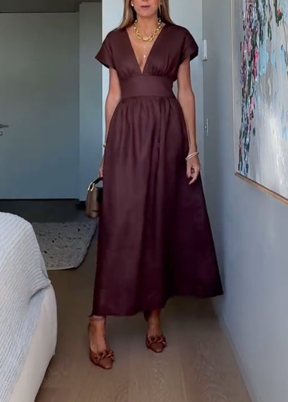 Deep V-waist long dress