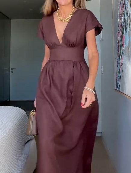 Deep V-waist long dress