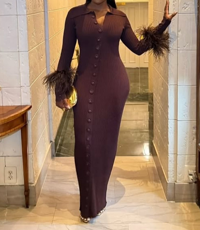 Curvy Brown Ladies Dress