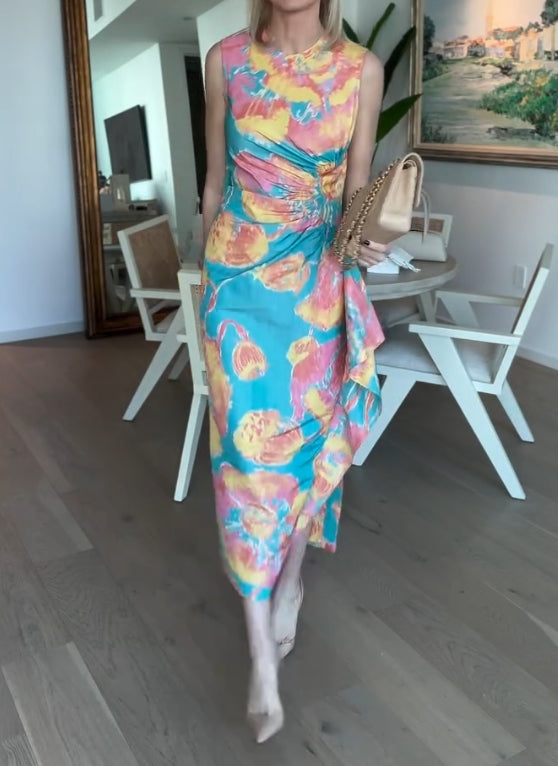 Color printed sleeveless dress