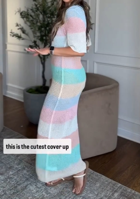 Rainbow Crochet Maxi Dress