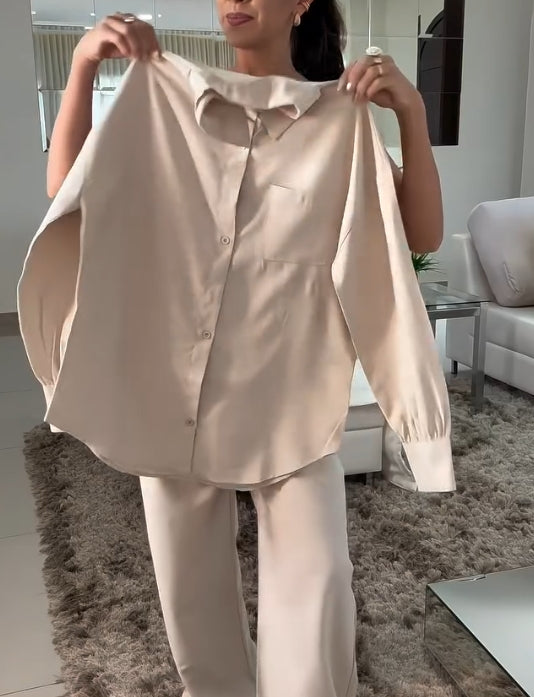 Solid color casual shirt suit