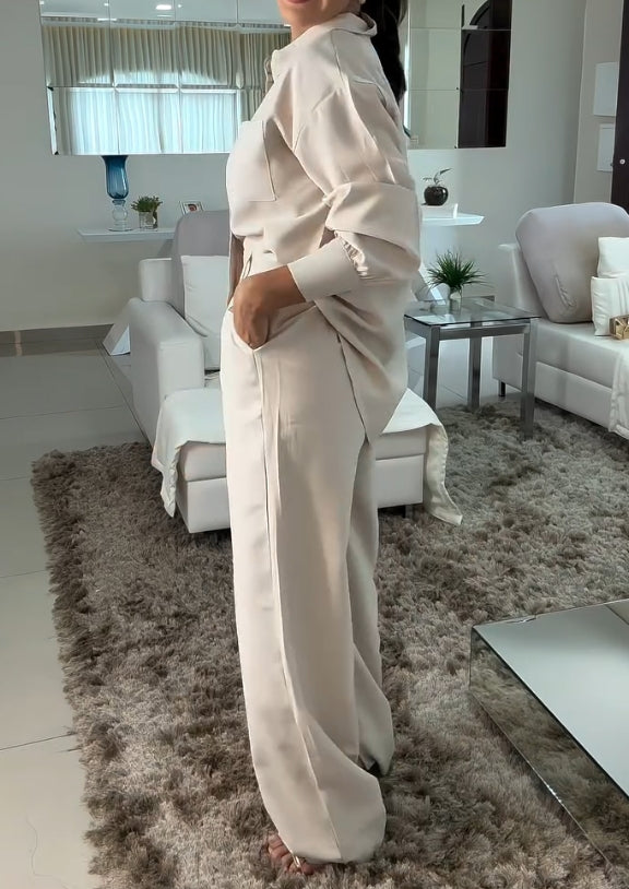 Solid color casual shirt suit