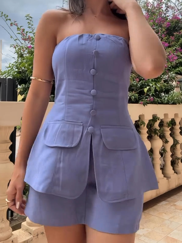 Solid color casual skirt pants two-piece suit