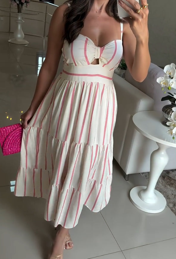 Bow top striped dress
