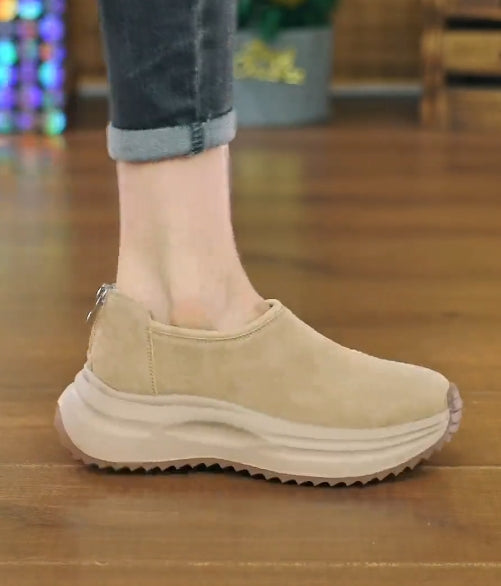 Elevated rear zipper casual shoes