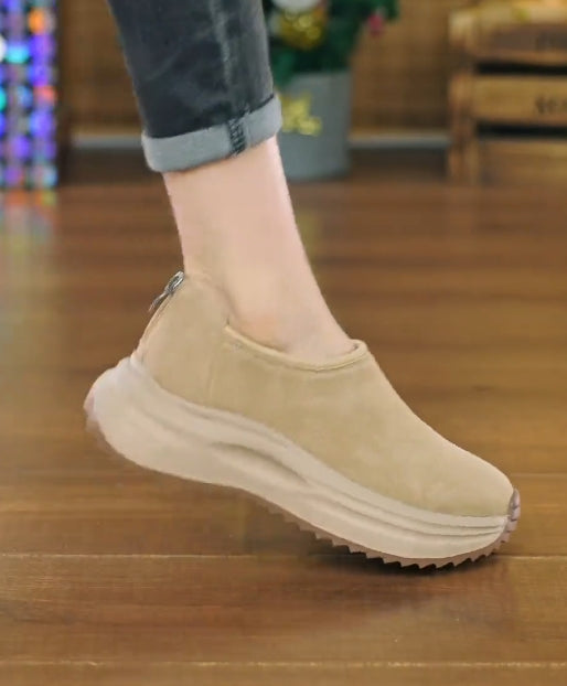 Elevated rear zipper casual shoes