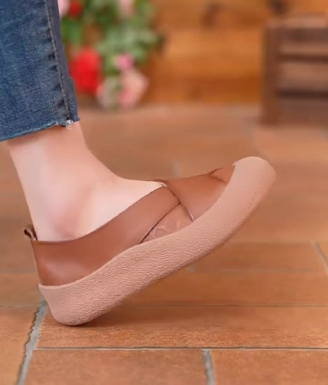 Soft leather comfortable cross leather shoes