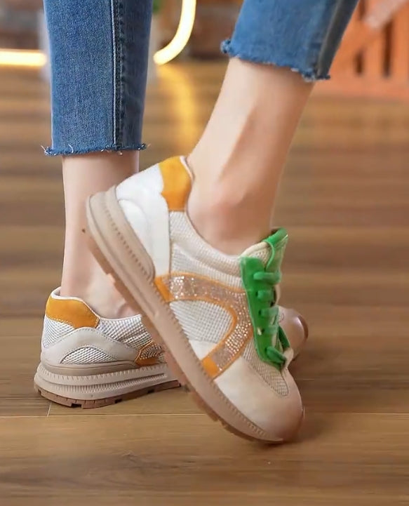 Color matching rhinestone breathable casual shoes