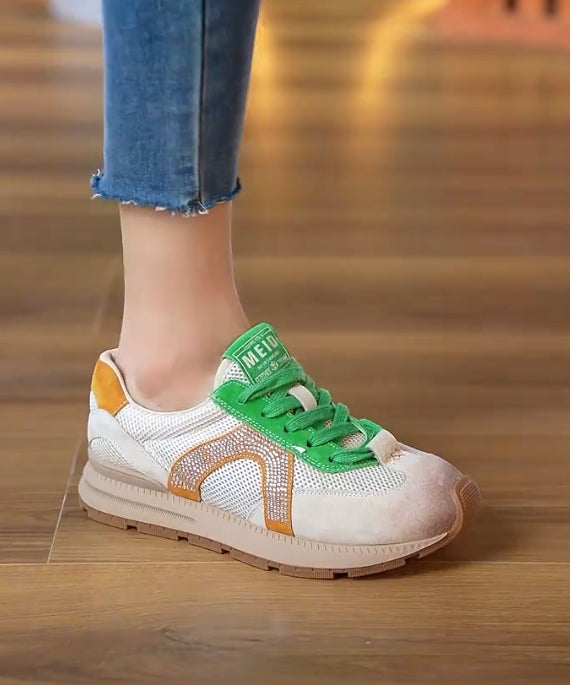 Color matching rhinestone breathable casual shoes