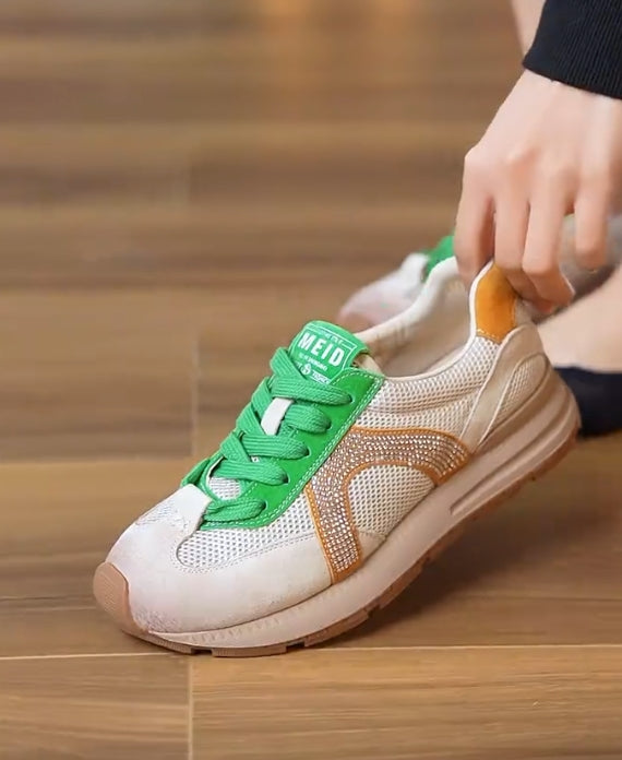 Color matching rhinestone breathable casual shoes