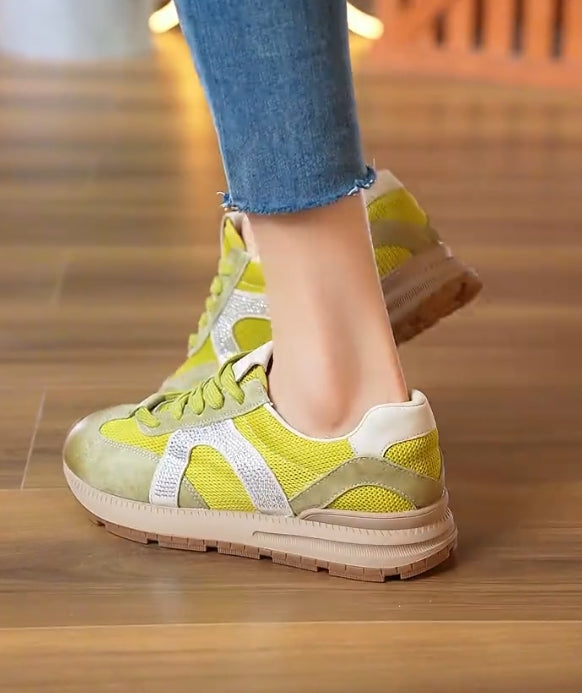 Green mosaic rhinestone leisure shoes