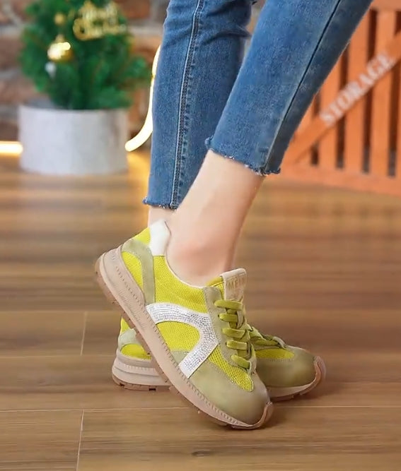 Green mosaic rhinestone leisure shoes