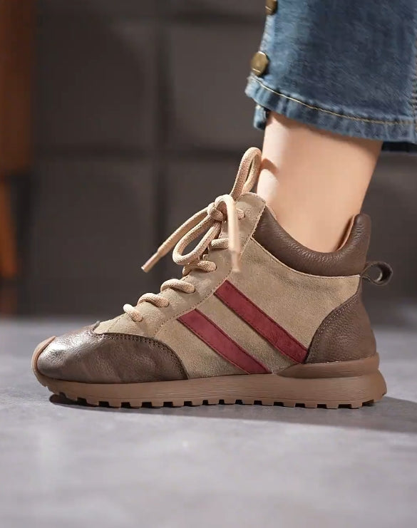 Brown soft-soled soft-faced light casual shoes