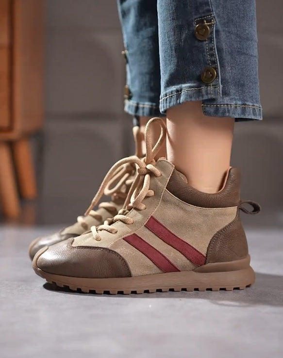 Brown soft-soled soft-faced light casual shoes