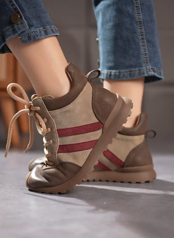 Brown soft-soled soft-faced light casual shoes
