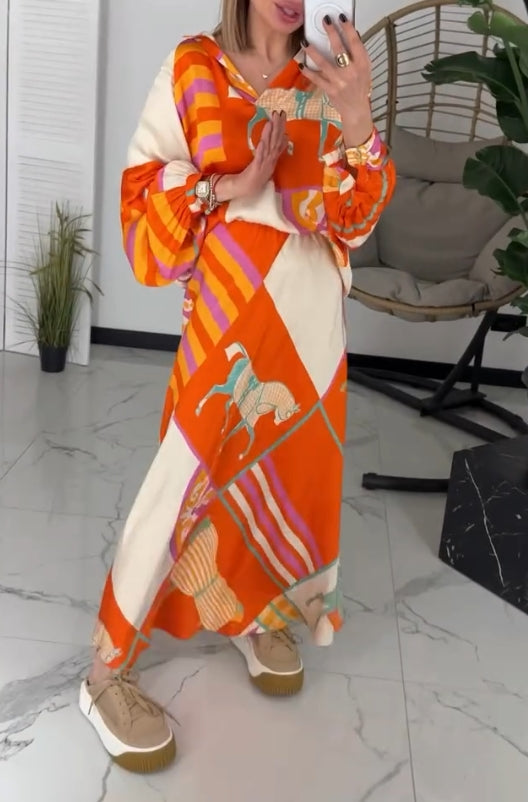 Printed loose and elegant leisure suit