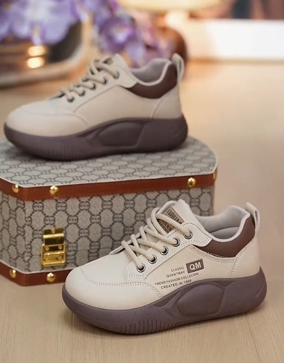 Walk shoes with soft leather and soles