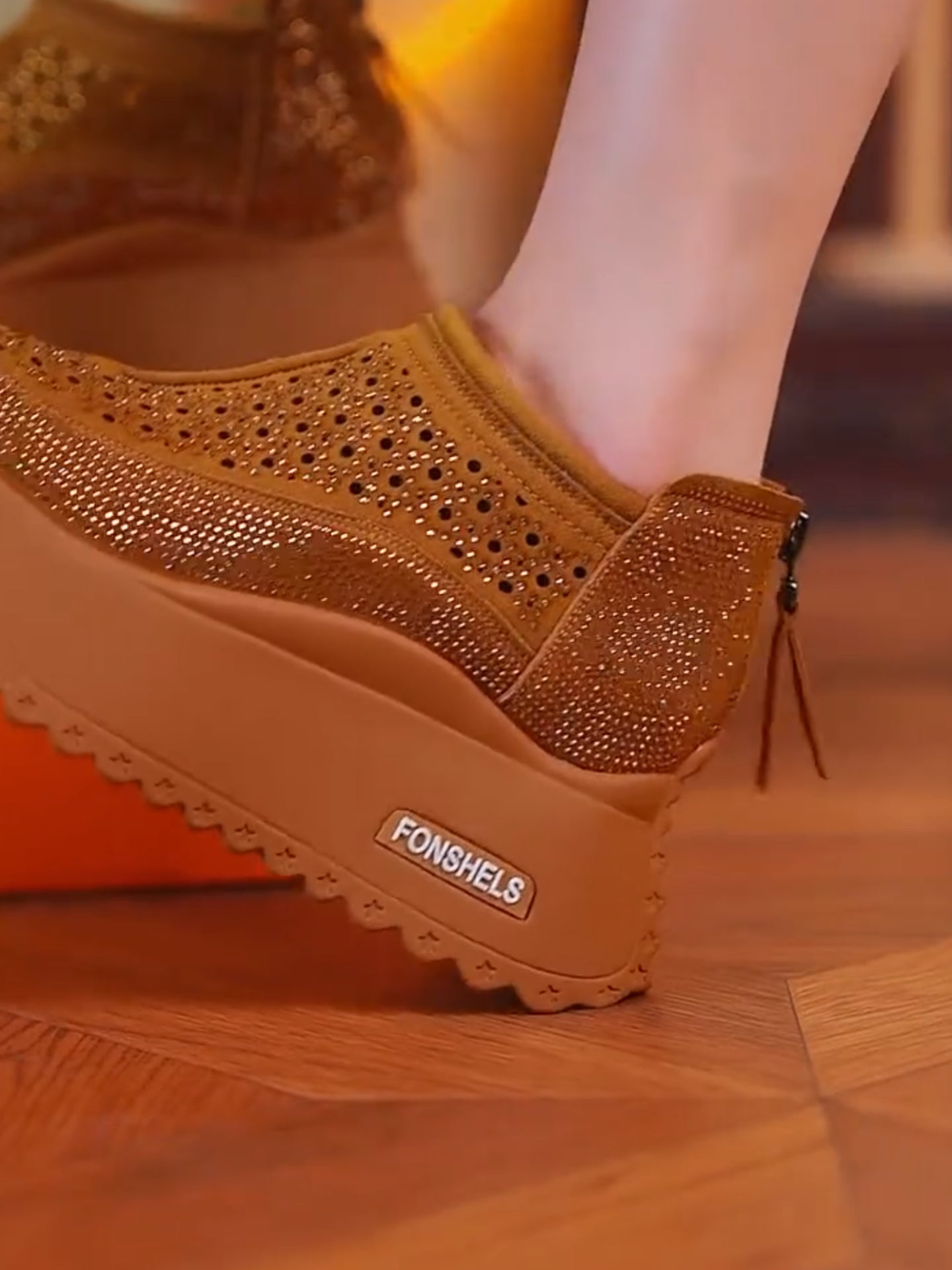 Zipper breathable waterproof platform leisure shoes