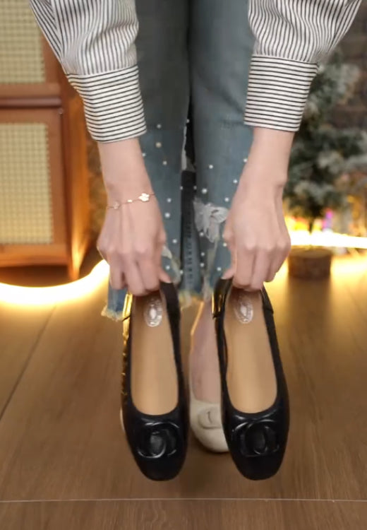 Black patent leather high heels | Elegant commuting in spring and summer