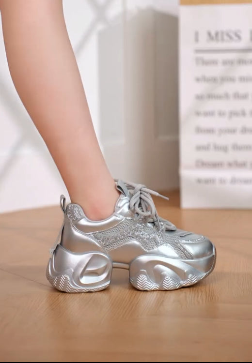 Silver high arch support leisure shoes