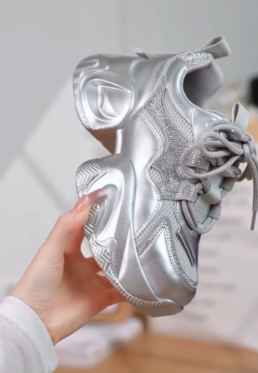 Silver high arch support leisure shoes