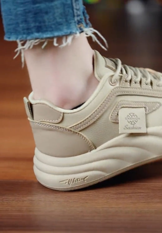Thick-soled leather women's shoes