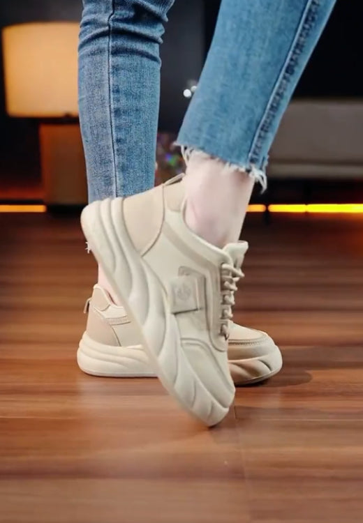 Thick-soled leather women's shoes