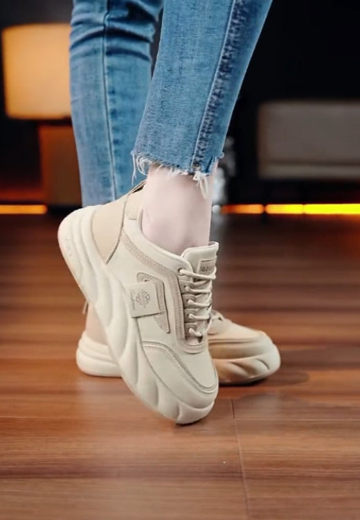 Thick-soled leather women's shoes