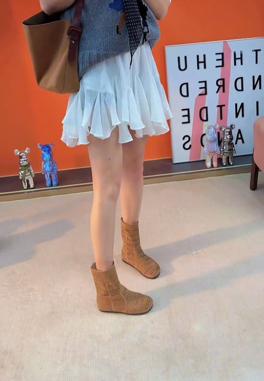 Women's summer flat-bottomed hollow net boots