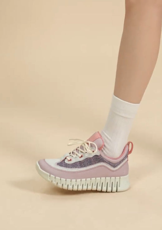 Pink stitching curve spring sole casual shoes