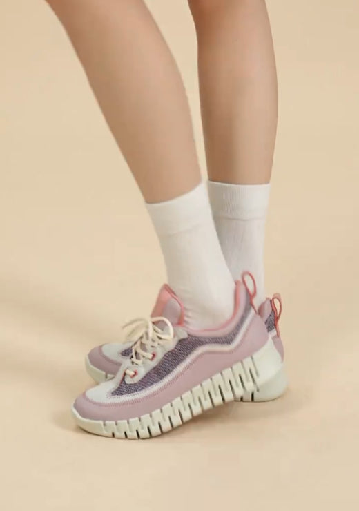 Pink stitching curve spring sole casual shoes